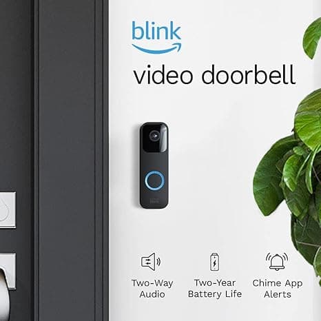 Blink Video Doorbell (Black) + Mini Camera (Black) with Sync Module 2 | Two-Way Audio, HD Video, Motion and Chime Alerts | Alexa Enabled