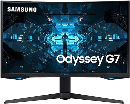 SAMSUNG Odyssey G7 Series 32-Inch WQHD (2560x1440) Gaming Monitor, 240Hz, Curved, 1ms, HDMI, G-Sync, FreeSync Premium Pro (LC32G75TQSNXZA),Blue