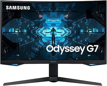 SAMSUNG Odyssey G7 Series 32-Inch WQHD (2560x1440) Gaming Monitor, 240Hz, Curved, 1ms, HDMI, G-Sync, FreeSync Premium Pro (LC32G75TQSNXZA),Blue
