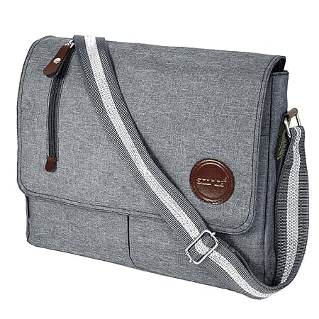 Storite 11 Inch Canvas Sling Cross Body Travel Office Business Satchel Messenger One Side Shoulder Bag for Men & Women (Grey,34cm x 7.5cm x 28cm)